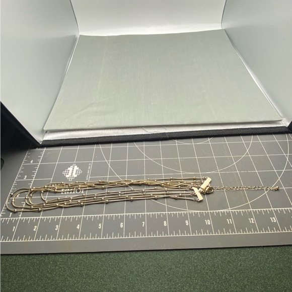 NY & Co Multi-Chain Layered Satellite Bead Necklace Gold-Tone - Picture 7 of 9